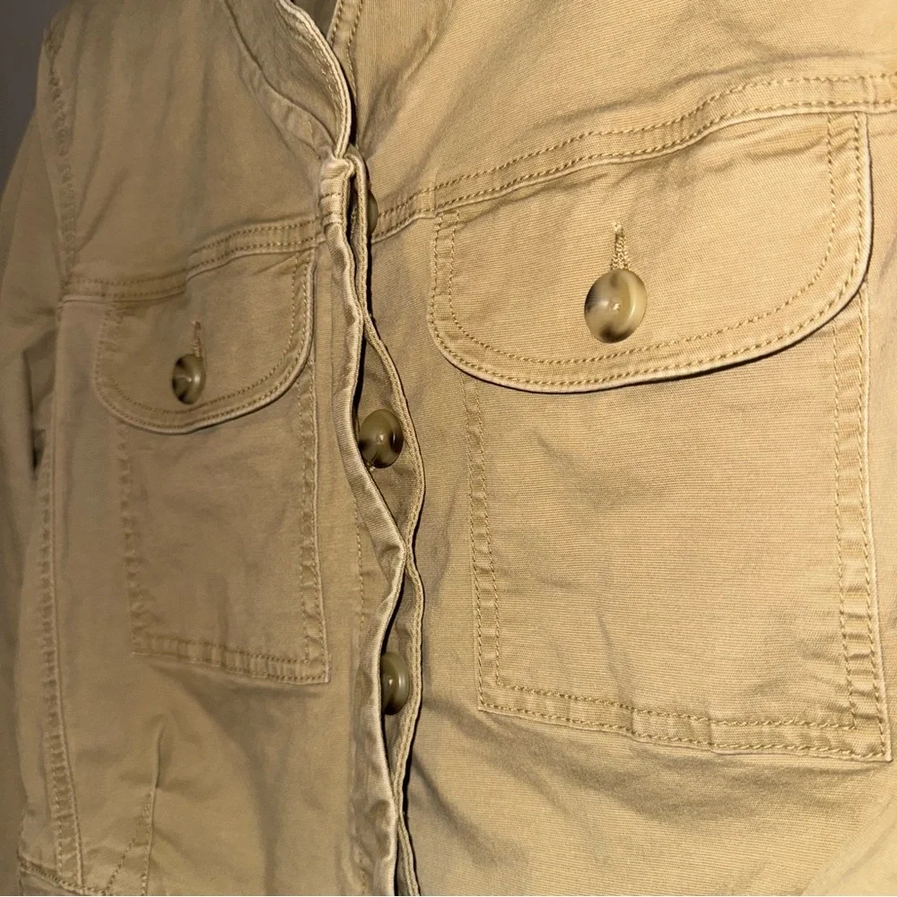 CABI Camp Canvas Utility Jacket Khaki Peplum Button Accents Women’s Small NWOT - Picture 3 of 7